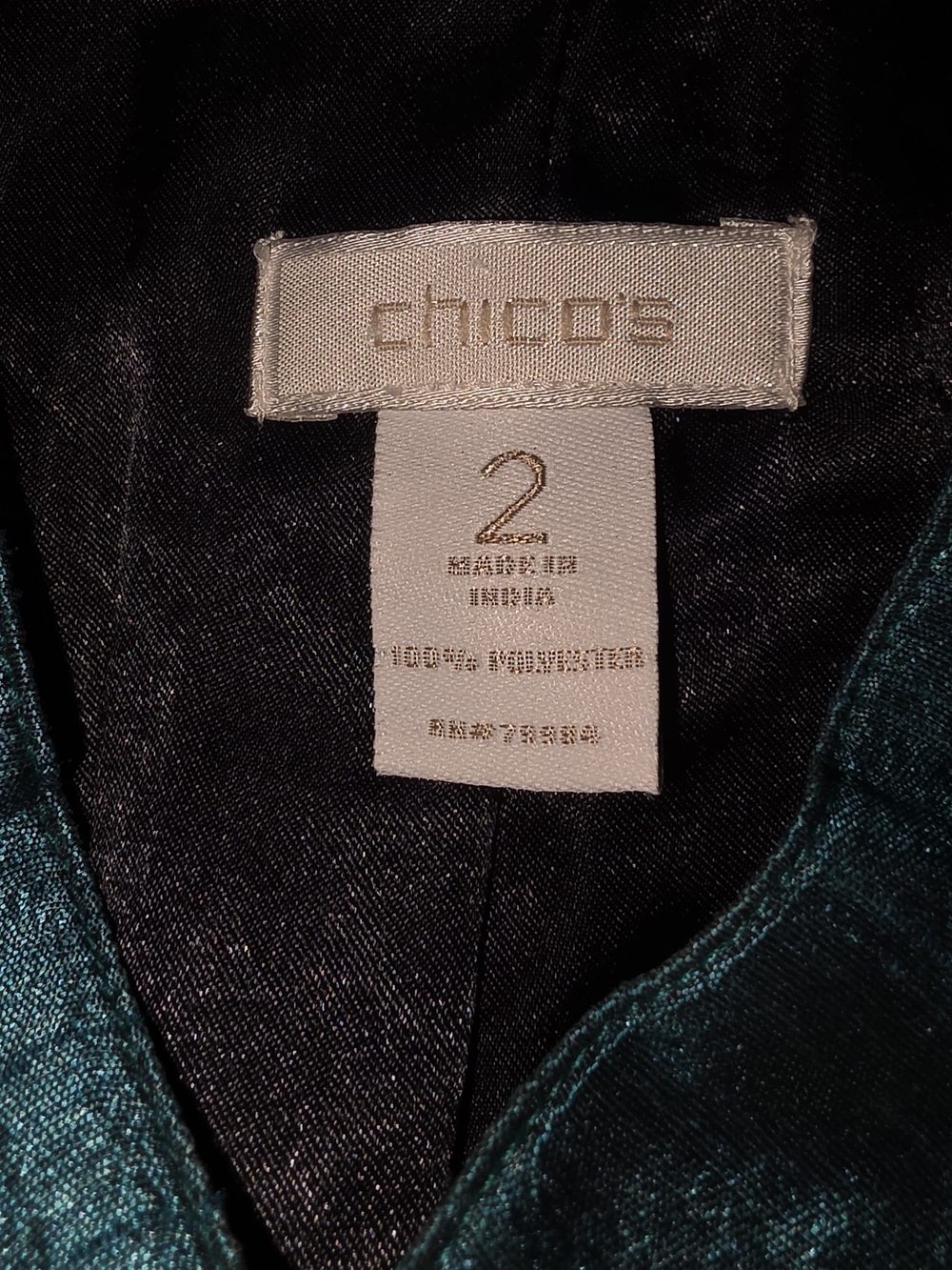 Chico's Teal Embellished Satin-Blend Jacket - Picture 6 of 12